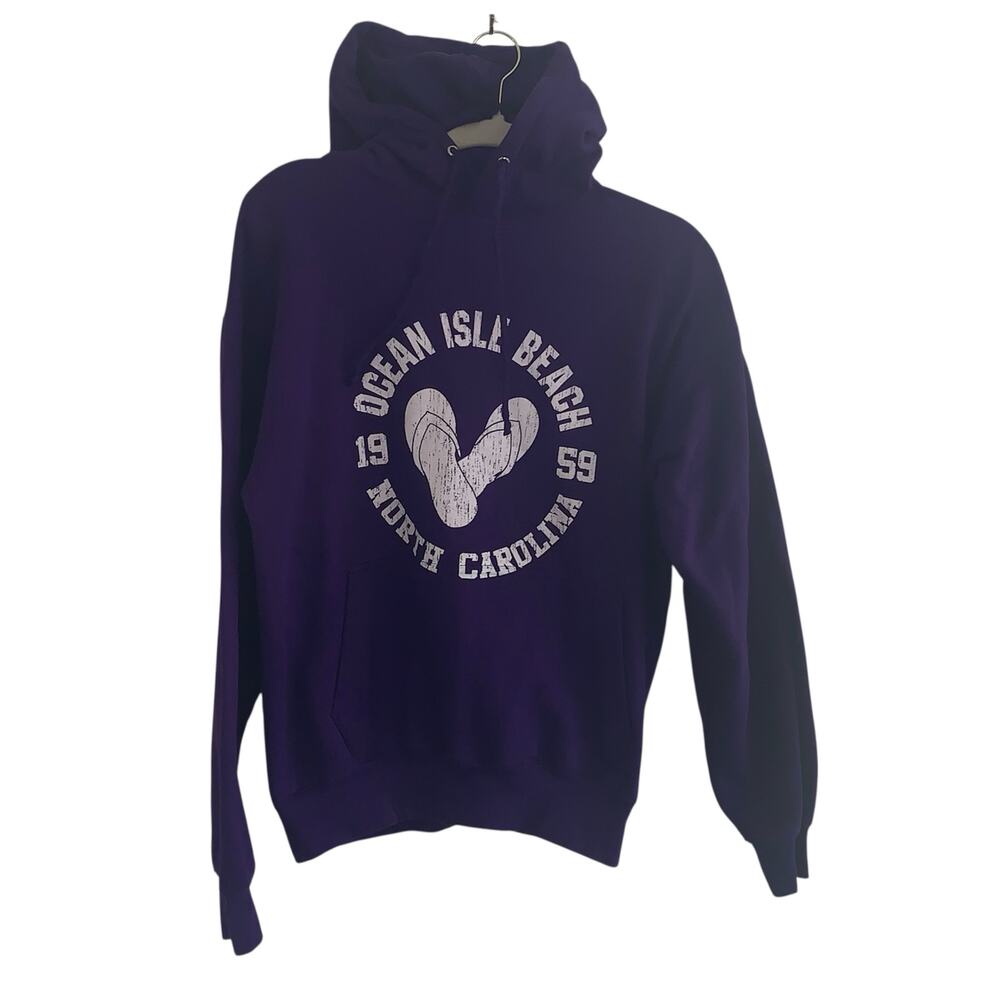 Ocean Isle Beach Hoodie – Purple – Women’s Medium – Flip-Flop Heart Graphic